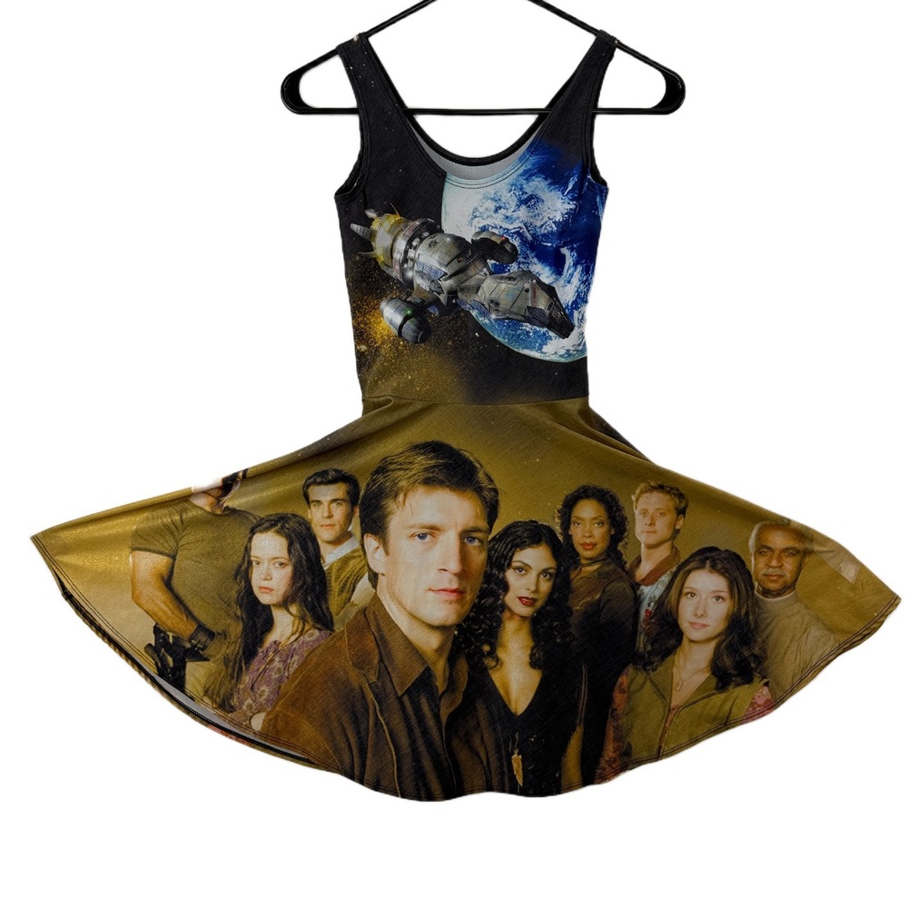 Living Dead Clothing Skater Dress Firefly Serenity AOP TV Space Stretch Pocket